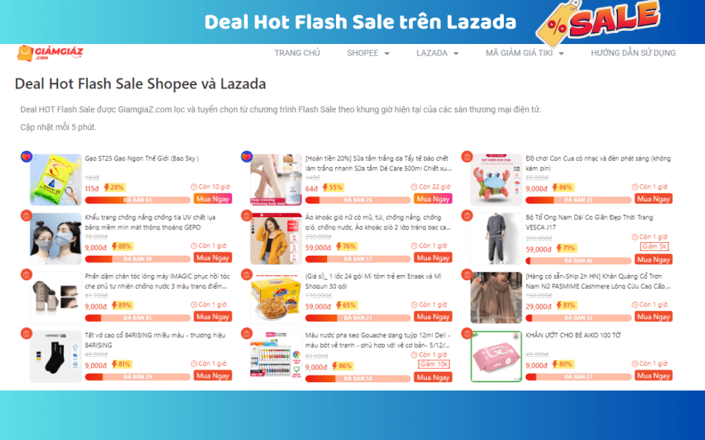 Tham gia chương trình Flash Sale Lazada để nhận các Deal Hot